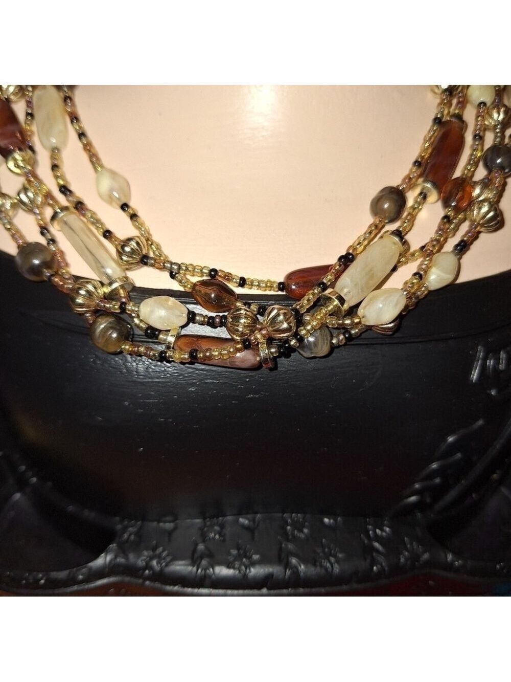Brown Beaded Layered Necklace